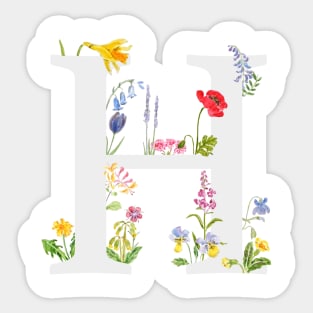 botanical monogram alphabet h wildflowers Sticker